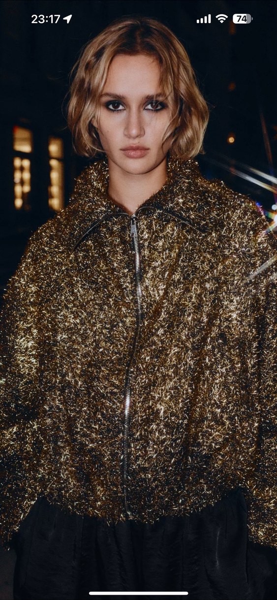 Zara Parlak Altın Kürklü Bomber Ceket - Görsel 2
