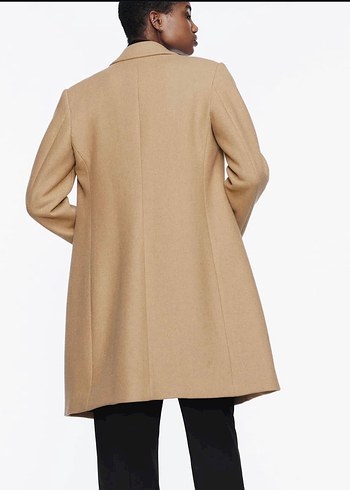 Zara Camel Renkli Çift Düğmeli Kaban - Görsel 4