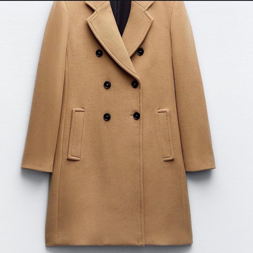 Zara Camel Renkli Çift Düğmeli Kaban - Görsel 5