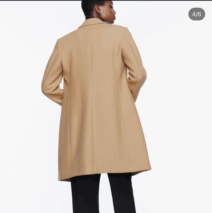 Zara Camel Renkli Çift Düğmeli Kaban - Görsel 4