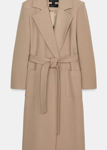 Zara Kemerli yün Kaban - Görsel 6