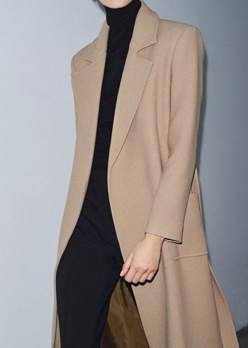 Zara Kemerli yün Kaban - Görsel 2