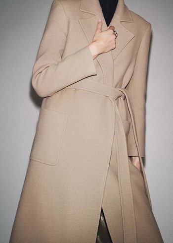 Zara Kemerli yün Kaban - Görsel 5