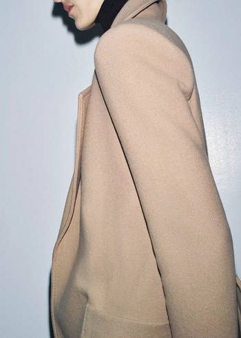 Zara Kemerli yün Kaban - Görsel 4