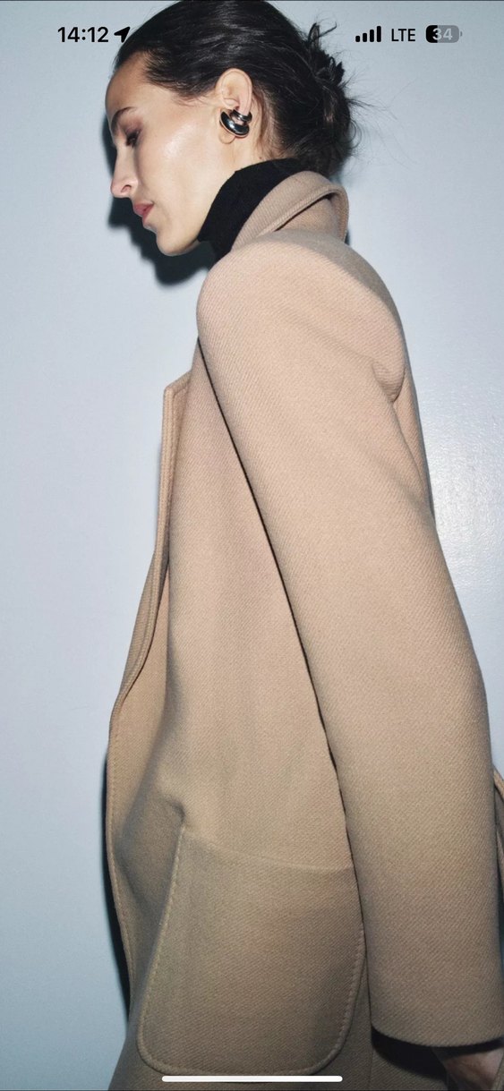 Zara Kemerli yün Kaban - Görsel 4