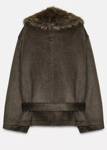 Zara Kürk Detaylı Kısa yünlü Kadın Kaban - Görsel 5