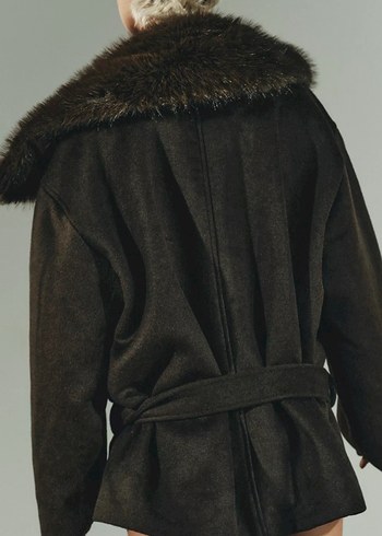 Zara Kürk Detaylı Kısa yünlü Kadın Kaban - Görsel 3