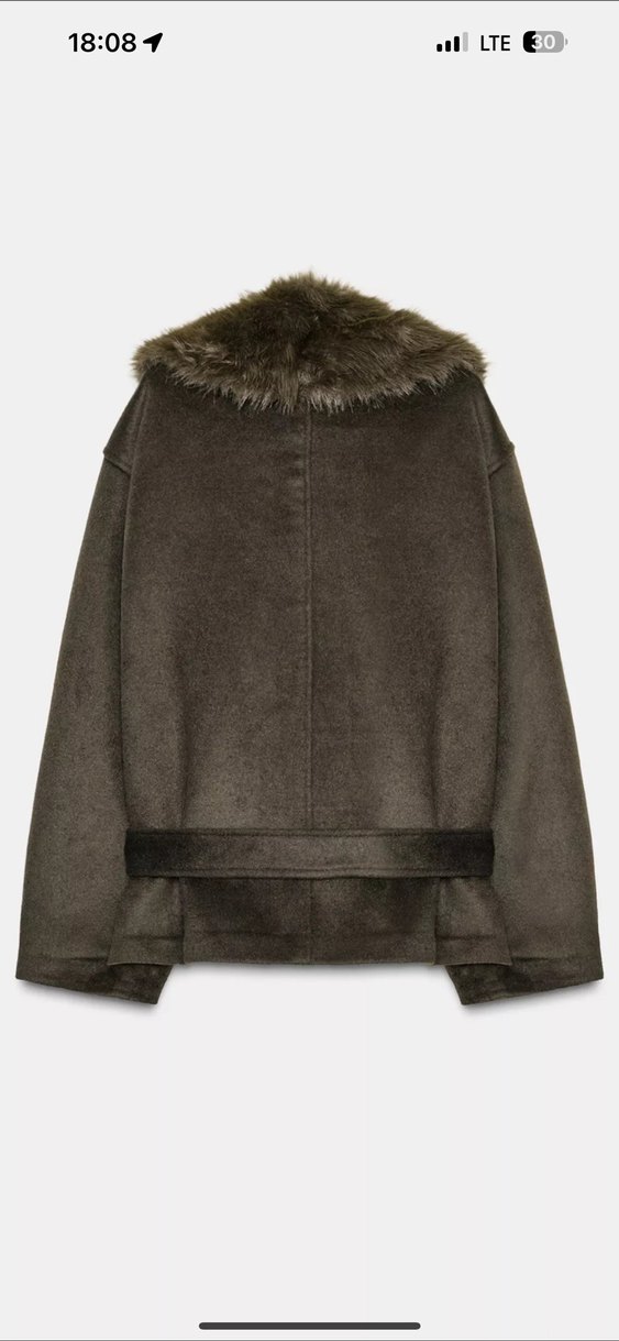 Zara Kürk Detaylı Kısa yünlü Kadın Kaban - Görsel 5