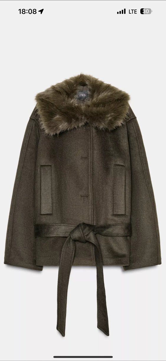 Zara Kürk Detaylı Kısa yünlü Kadın Kaban - Görsel 4