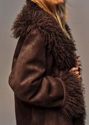 Zara suni kürk yakalı ceket - Görsel 3