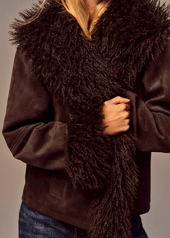 Zara suni kürk yakalı ceket - Görsel 4