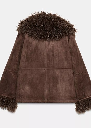 Zara suni kürk yakalı ceket - Görsel 6