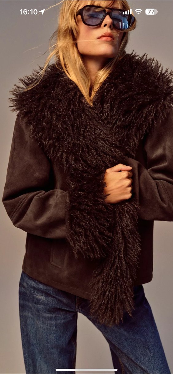 Zara suni kürk yakalı ceket - Görsel 4