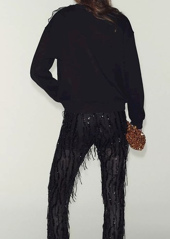 Zara organze çiçek detaylı sweatshirt - Görsel 3