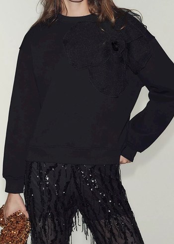 Zara organze çiçek detaylı sweatshirt - Görsel 2