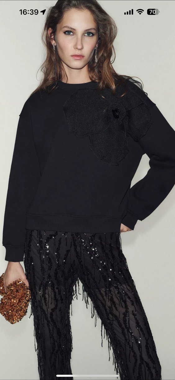 Zara organze çiçek detaylı sweatshirt - Görsel 2
