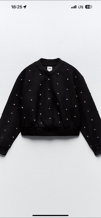 Zara parlak taşlı bomber ceket
