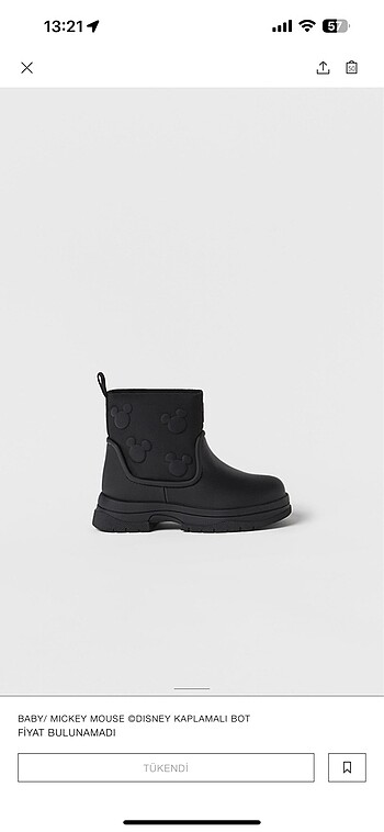 26 Beden siyah Renk Zara Mickey bot