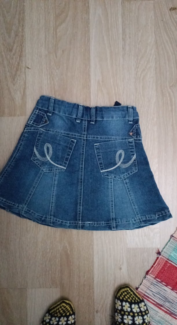 Kemerli Mavi Kot Etek - Görsel 2