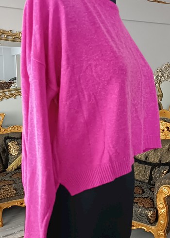 Pembe Salaş Örgü Kadın Kazak - Görsel 5