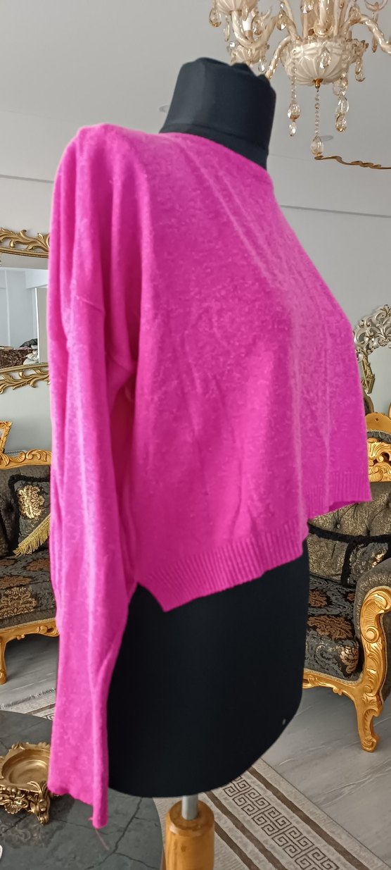 Pembe Salaş Örgü Kadın Kazak - Görsel 5