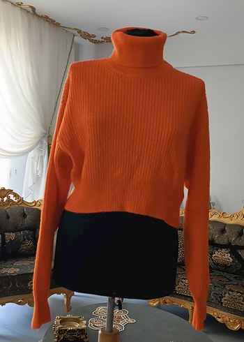 turuncu Balıkçı Yaka Kadın Kazak - Görsel 2