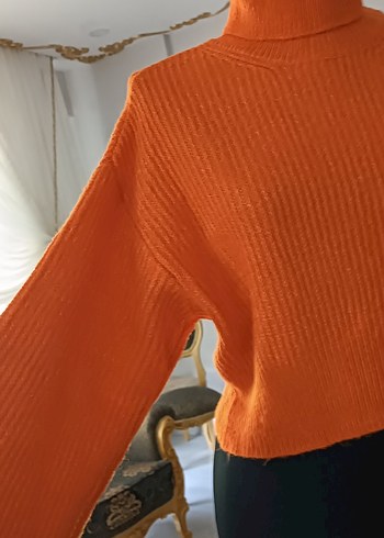 turuncu Balıkçı Yaka Kadın Kazak - Görsel 3