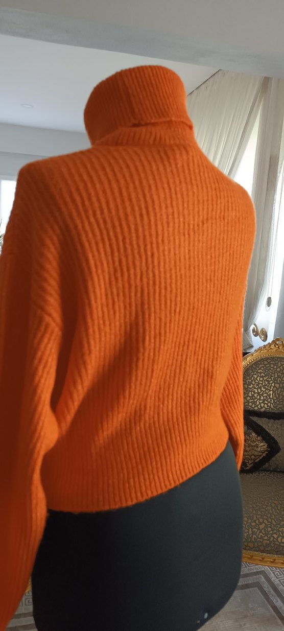 turuncu Balıkçı Yaka Kadın Kazak - Görsel 4