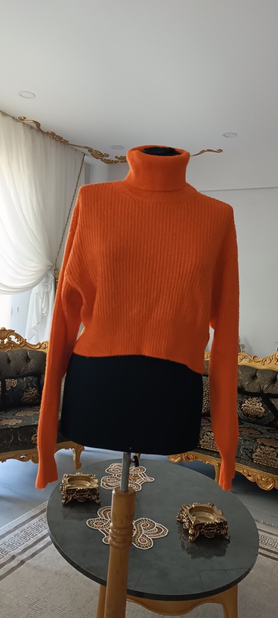 turuncu Balıkçı Yaka Kadın Kazak - Görsel 2