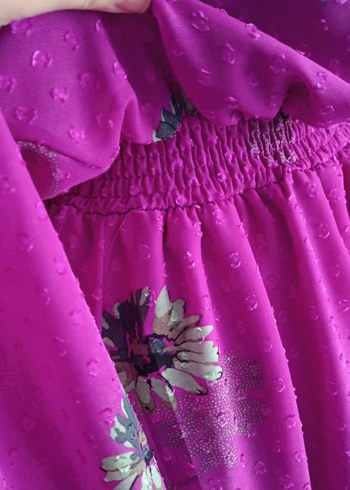 Mor Nakışlı Bohem Mini Elbise - Görsel 7