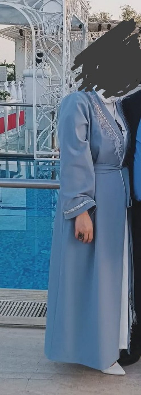 Taşlı uzun abaya - Görsel 2
