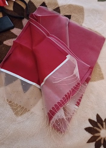 Kırmızı Taş Detaylı Kadın Şal - Görsel 4