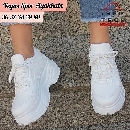 Beyaz Sneaker Yüksek Taban Kadın Spor Ayakkabı
