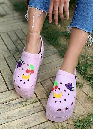 Pembe Crocs Yüksek Taban Kadın Terlik 