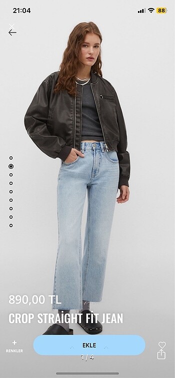 Stradivarius crop straight jean