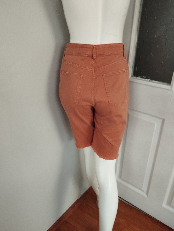 kiremit rengiKadın Denim Bermuda Şort - Görsel 2