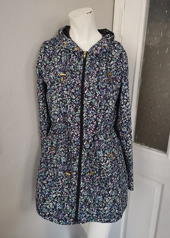 Düğmeli Çok Renkli Midi Kadın Yağmurluk - Görsel 2