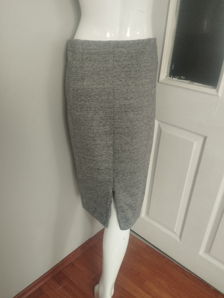 Gri Midi Kadın Kalem Etek - Görsel 2