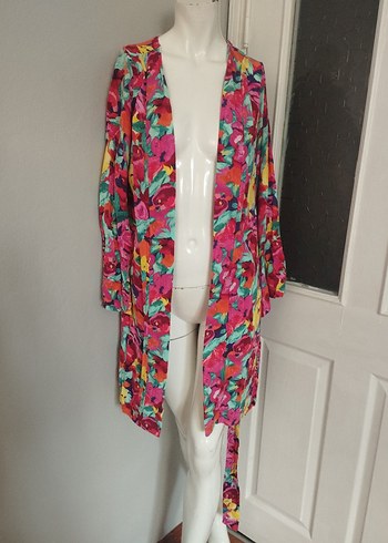 Renkli Bağlamalı Bohem Mini Kadın Sabahlık - Görsel 2