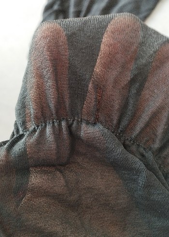 Uzun Kollu Siyah Keten Dökümlü pareo - Görsel 4