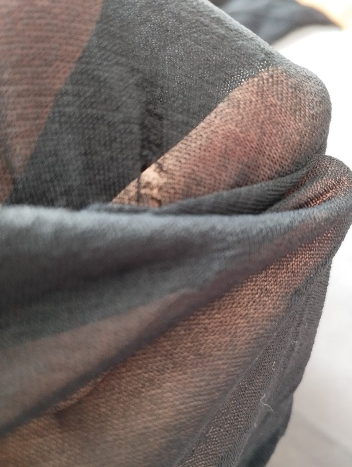 Uzun Kollu Siyah Keten Dökümlü pareo - Görsel 5