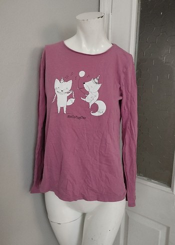 Pembe Baskılı Uzun Kollu pijama ustu