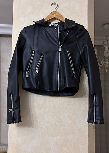 Derimont Siyah Biker Deri Ceket - Görsel 3