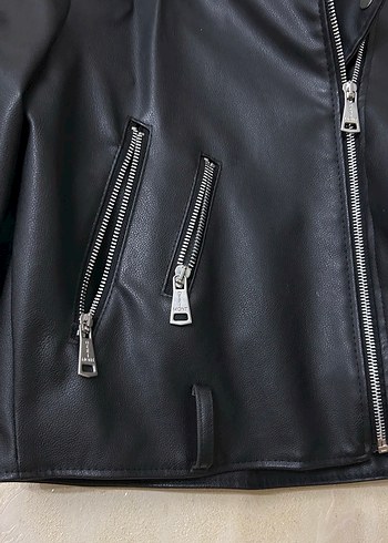 Derimont Siyah Biker Deri Ceket - Görsel 5