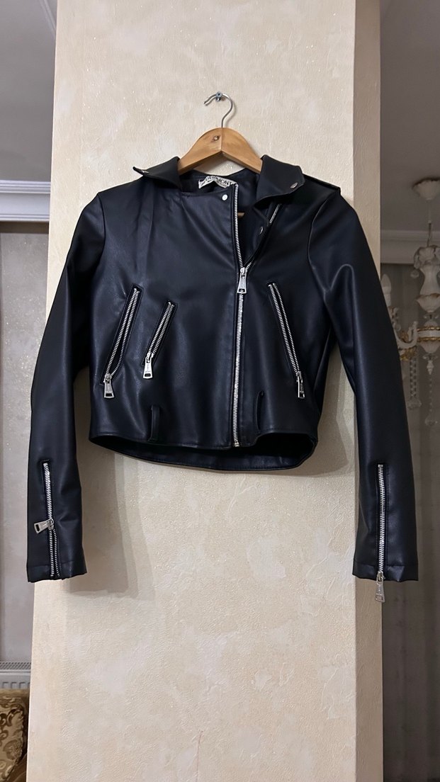 Derimont Siyah Biker Deri Ceket - Görsel 3