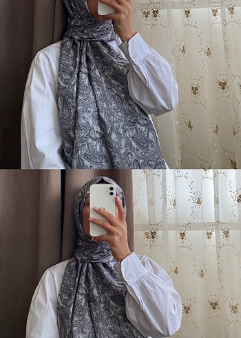 Bohem Gri Drape Detaylı Kadın Şal