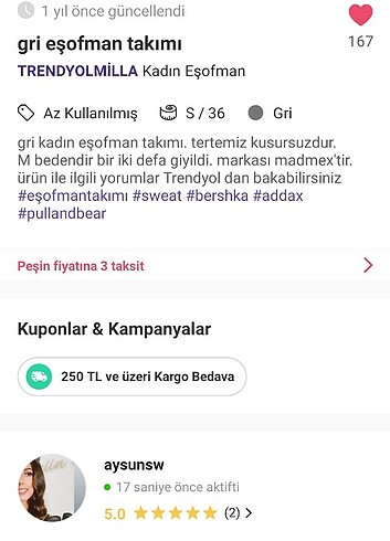 Trendyol & Milla Antrasit eşofman takımı