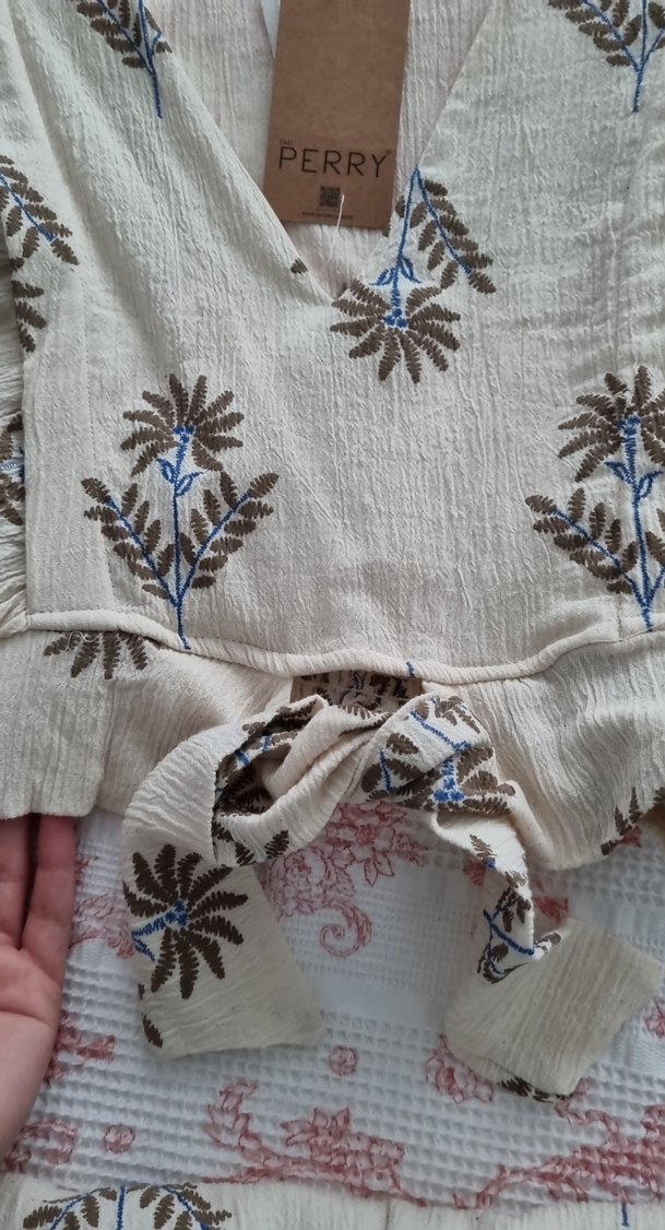 Bej Pamuklu Bohem V Yaka Uzun Kollu ikili takım - Görsel 2