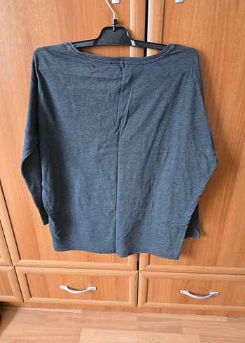 Gri Uzun Kollu Hamile Tişörtü - Görsel 3