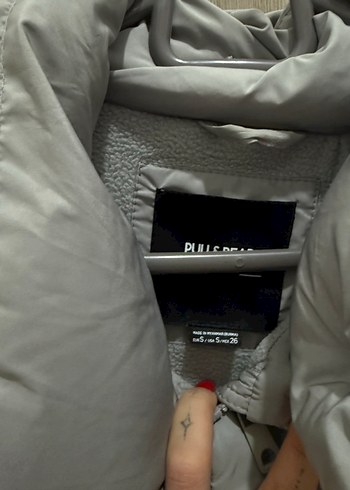 Gri Kadın Kışlık Düğmeli Mont - Görsel 2